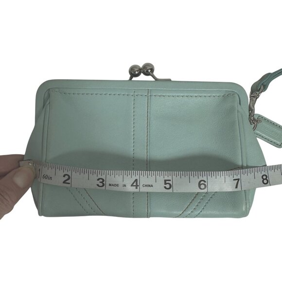 Vintage Coach SOHO Kiss Lock Change Purse Large Leather Framed Wristlet Dustbag - Picture 8 of 13